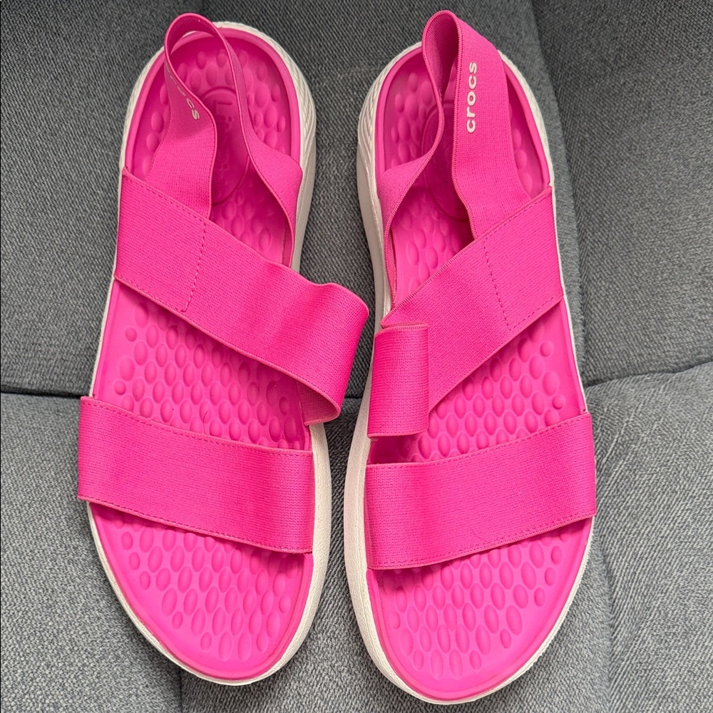 CROCS Women's Bright Pink Strappy Sandals - size 10 - Picture 2 of 9